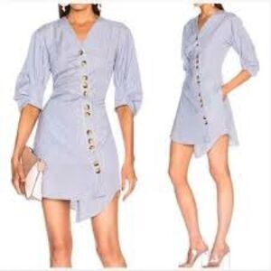 TIBI X REVOLVE jones Asymmetrical Shirt in Blue & white striped mini dress sz 2